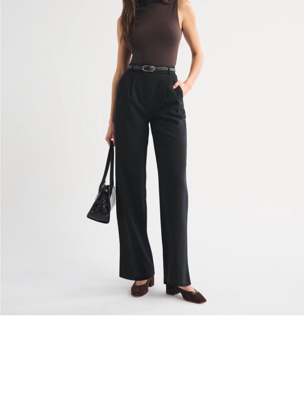 Abercrombie & Fitch Black Sloane Wide-Leg Trousers